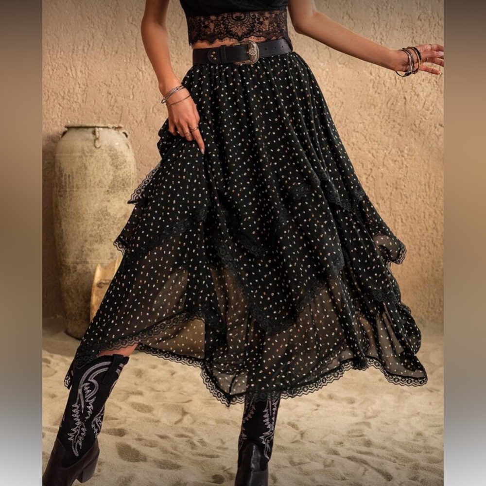 Elegant Black Polka Dot Skirt